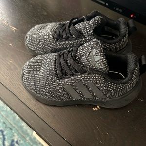 Black and grey toddler Adidas sneakers!